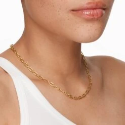 Alternating Paperclip Chain Necklace In Gold -Fashion Accessories Store alternating paperclip chain necklace in gold medley jewellery necklace 41823723290854
