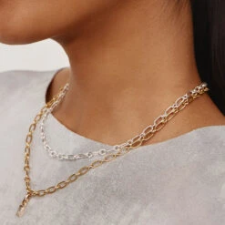 Alternating Paperclip Chain Necklace In Gold -Fashion Accessories Store alternating paperclip chain necklace in gold medley jewellery necklace 41824327696614