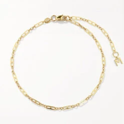 Anchor Paperclip Chain Bracelet In 10k Gold