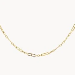Anchor Paperclip Chain Necklace In 10k Gold