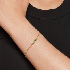 Aventurine Half Paperclip Fob Chain Bracelet In Gold -Fashion Accessories Store aventurine half paperclip fob chain bracelet in gold medley jewellery bangle bracelet 41824163692774