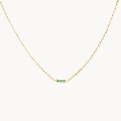 Aventurine Half Paperclip Fob Chain Necklace In Gold -Fashion Accessories Store aventurine half paperclip fob chain necklace in gold medley jewellery necklace 41811395543270