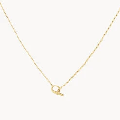 Aventurine Half Paperclip Fob Chain Necklace In Gold -Fashion Accessories Store aventurine half paperclip fob chain necklace in gold medley jewellery necklace 41811395838182