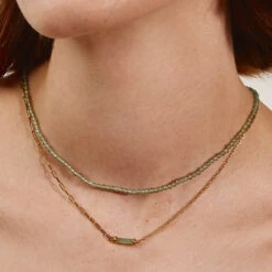 Fashion Accessories Store -Fashion Accessories Store aventurine half paperclip fob chain necklace in gold medley jewellery necklace 41825649950950