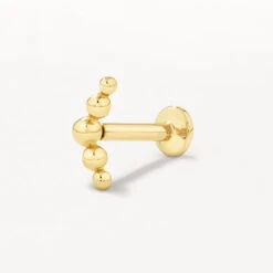 Ball Chevron Helix Single Stud Earring In 10k Gold
