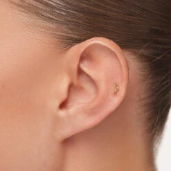 Ball Chevron Helix Single Stud Earring In 10k Gold -Fashion Accessories Store ball chevron helix single stud earring in 10k gold medley jewellery earrings 40461246759142