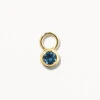Blue Topaz Circle Charm In 10k Gold