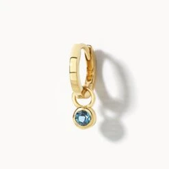 Blue Topaz Circle Charm In 10k Gold -Fashion Accessories Store blue topaz circle charm in 10k gold medley jewellery earrings 39076655038694