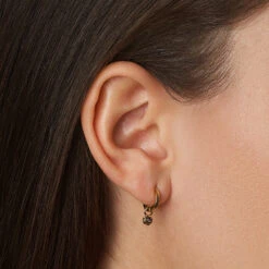 Blue Topaz Circle Charm In 10k Gold -Fashion Accessories Store blue topaz circle charm in 10k gold medley jewellery earrings 39080149811430