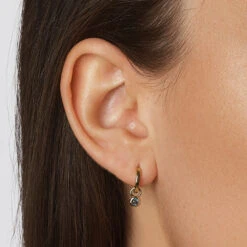 Blue Topaz Circle Charm In 10k Gold -Fashion Accessories Store blue topaz circle charm in 10k gold medley jewellery earrings 39080149844198