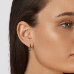 Blue Topaz Circle Charm In 10k Gold -Fashion Accessories Store blue topaz circle charm in 10k gold medley jewellery earrings 39080149876966