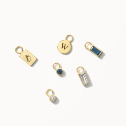 Blue Topaz Circle Charm In 10k Gold -Fashion Accessories Store blue topaz circle charm in 10k gold medley jewellery earrings 39093536162022