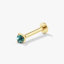Blue Topaz Helix Single Stud Earring In 10k Gold
