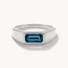Blue Topaz Signet Pinky Ring In Silver