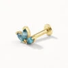 Blue Topaz Triple Marquise Helix Single Stud Earring In 10k Gold