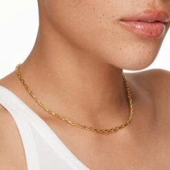 Box Paperclip Chain Necklace In Gold -Fashion Accessories Store box paperclip chain necklace in gold medley jewellery necklace 41913434538214