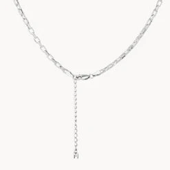 Box Paperclip Chain Necklace In Silver -Fashion Accessories Store box paperclip chain necklace in silver medley jewellery necklace 41831573192934