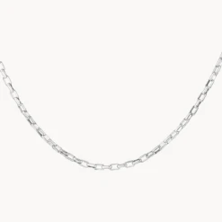 Box Paperclip Chain Necklace In Silver