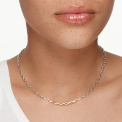 Box Paperclip Chain Necklace In Silver -Fashion Accessories Store box paperclip chain necklace in silver medley jewellery necklace 41913437520102