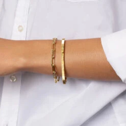 Boyfriend Paperclip Chain Bracelet In Gold -Fashion Accessories Store boyfriend paperclip bracelet gold medley jewellery bangle bracelet 37609259991270