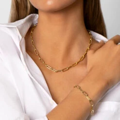 Boyfriend Paperclip Chain Bracelet In Gold -Fashion Accessories Store boyfriend paperclip bracelet gold medley jewellery bangle bracelet 37609411739878