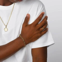 Boyfriend Paperclip Chain Bracelet In Gold -Fashion Accessories Store boyfriend paperclip bracelet gold medley jewellery bangle bracelet 39144335835366