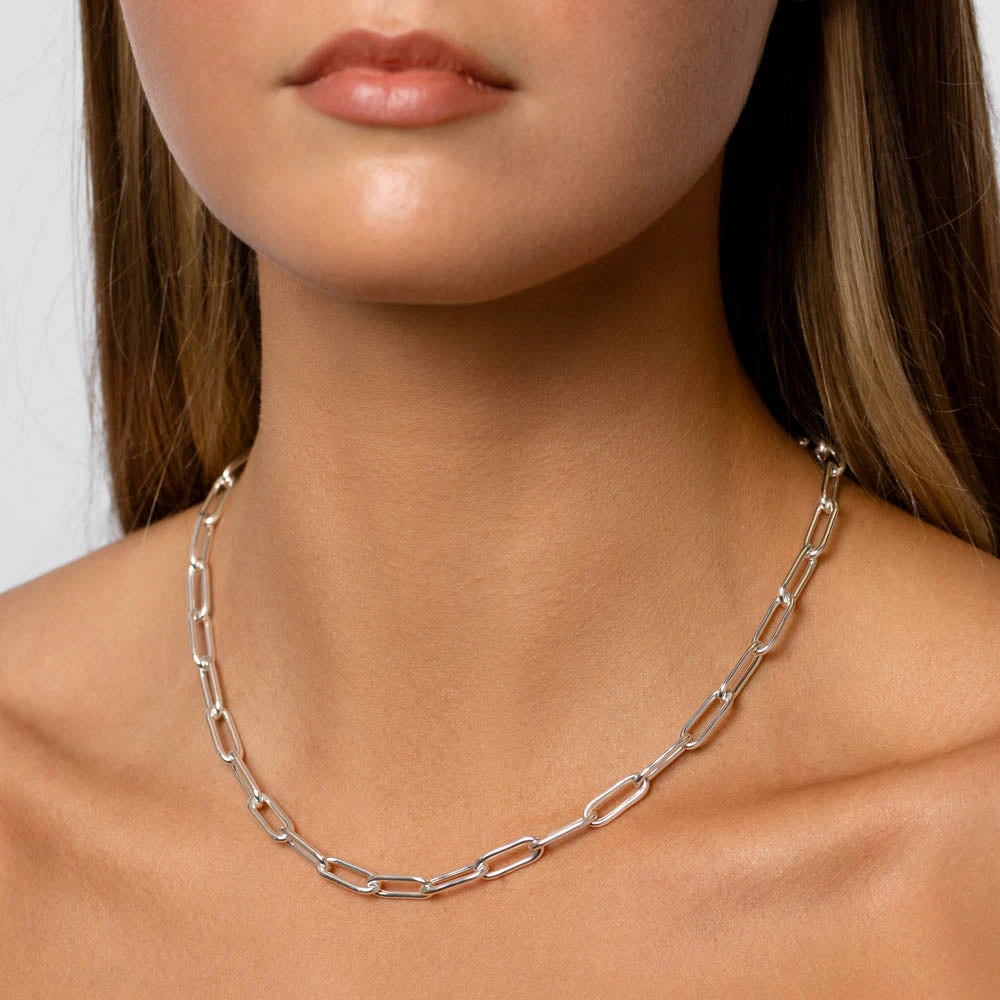 Boyfriend Paperclip Chain Necklace In Silver 6 Boyfriend Paperclip Chain Necklace In Silver - Image 6