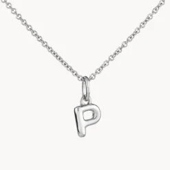 Bubble Letter Necklace In Silver -Fashion Accessories Store bubble letter necklace in silver necklace 42748075737318