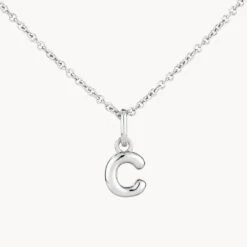 Bubble Letter Necklace In Silver -Fashion Accessories Store bubble letter necklace in silver necklace 42748075933926