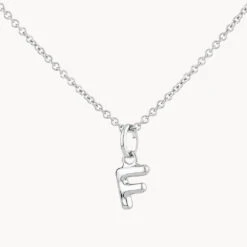 Bubble Letter Necklace In Silver -Fashion Accessories Store bubble letter necklace in silver necklace 42748105523430