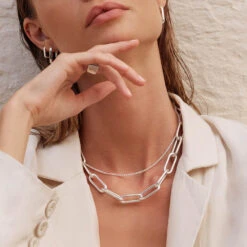 Cable Knit Chain Necklace In Silver -Fashion Accessories Store cable knit chain in silver medley jewellery necklace 38269888266470