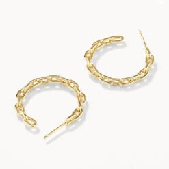 Chain Link Hoops In Gold -Fashion Accessories Store chain link hoops in gold medley jewellery earrings 39932695412966