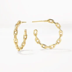 Chain Link Hoops In Gold -Fashion Accessories Store chain link hoops in gold medley jewellery earrings 39932695478502