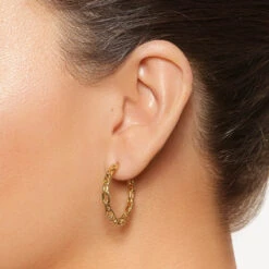 Chain Link Hoops In Gold -Fashion Accessories Store chain link hoops in gold medley jewellery earrings 39933041311974