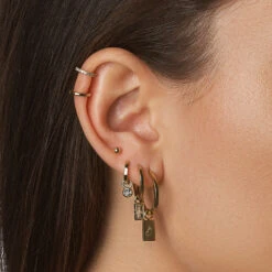 Charm Hoop Earrings In 10k Gold -Fashion Accessories Store charm hoop earrings in 10k gold medley jewellery earrings 39080029257958