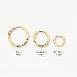 Charm Hoop Earrings In 10k Gold -Fashion Accessories Store charm hoop earrings in 10k gold medley jewellery earrings 39089280647398