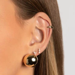 Chunky Ball Huggie Earrings In Gold -Fashion Accessories Store chunky ball huggie earrings in gold medley jewellery earrings 38207252922598