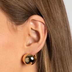 Chunky Ball Huggie Earrings In Gold -Fashion Accessories Store chunky ball huggie earrings in gold medley jewellery earrings 38207252955366