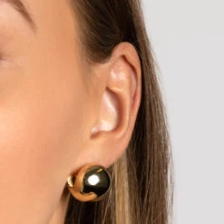 Chunky Ball Huggie Earrings In Gold -Fashion Accessories Store chunky ball huggie earrings in gold medley jewellery earrings 38207253020902