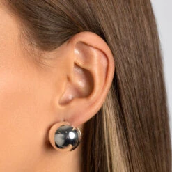 Chunky Ball Huggie Earrings In Silver -Fashion Accessories Store chunky ball huggie earrings in silver medley jewellery earrings 38207254528230