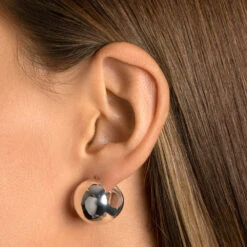 Chunky Ball Huggie Earrings In Silver -Fashion Accessories Store chunky ball huggie earrings in silver medley jewellery earrings 38207254560998