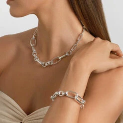Chunky Paperclip Chain Bracelet In Silver -Fashion Accessories Store chunky paperclip chain bracelet in silver medley jewellery bangle bracelet 38693166842086