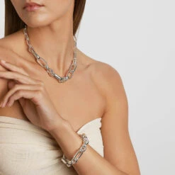 Chunky Paperclip Chain Bracelet In Silver -Fashion Accessories Store chunky paperclip chain bracelet in silver medley jewellery bangle bracelet 38693187387622