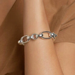 Chunky Paperclip Chain Bracelet In Silver -Fashion Accessories Store chunky paperclip chain bracelet in silver medley jewellery bangle bracelet 38693187485926