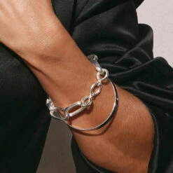 Chunky Paperclip Chain Bracelet In Silver -Fashion Accessories Store chunky paperclip chain bracelet in silver medley jewellery bangle bracelet 39432937865446