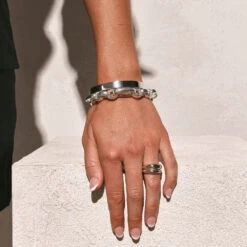 Chunky Paperclip Chain Bracelet In Silver -Fashion Accessories Store chunky paperclip chain bracelet in silver medley jewellery bangle bracelet 39432937898214