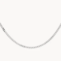Classic Curb Chain Necklace In Silver