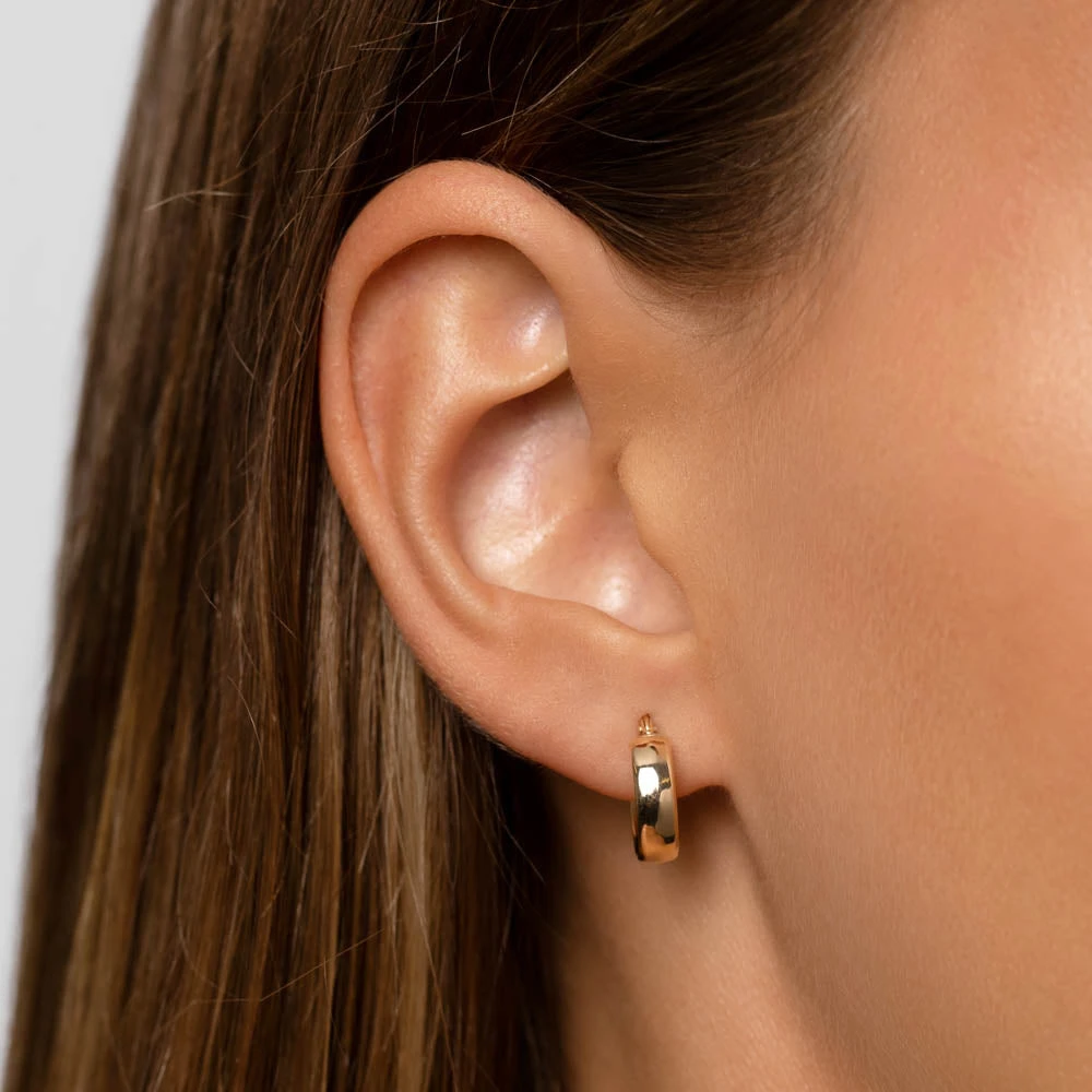 Classic Huggie Earrings In 10k Gold 4 Classic Huggie Earrings In 10k Gold - Image 4