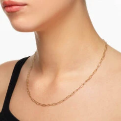 Classic Paperclip Chain Necklace In 10k Gold -Fashion Accessories Store classic paperclip chain necklace in 10k gold medley jewellery necklace 39747501850854
