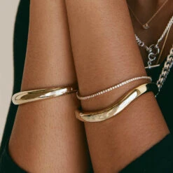 Curve Dome Bangle In Gold -Fashion Accessories Store curve dome bangle in gold medley jewellery bracelets bangle 39966721114342
